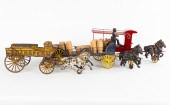 (3) CAST IRON HORSE DRAWN DELIVERY WAGON