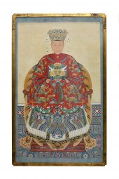 CHINESE PAINTED SILK PORTRAIT OF AN