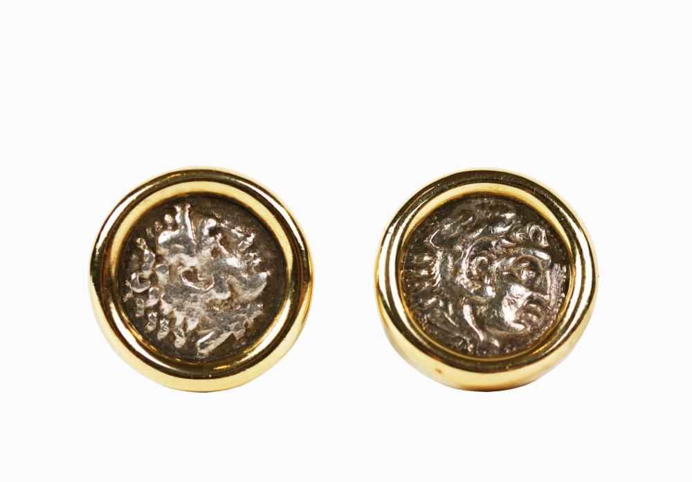 PAIR OF ANCIENT GREEK COIN EARRINGS18KT  3536c4