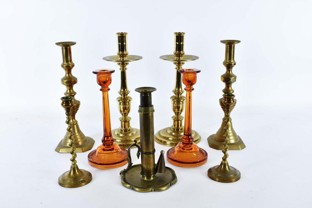 FOUR PAIRS OF VARIED CANDLESTICKS 353a60