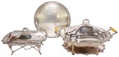 (3) SILVERPLATE CHAFING DISHES & SERVING