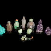 17 Chinese Jade and Hardstone Articles
comprising