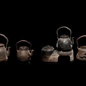 Four Japanese Cast Iron Teapots, Tetsubin
MARK
