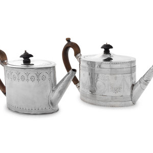 Two George III Silver Teapots London  35248a