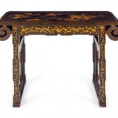A Chinese Export Black and Gilt Lacquered