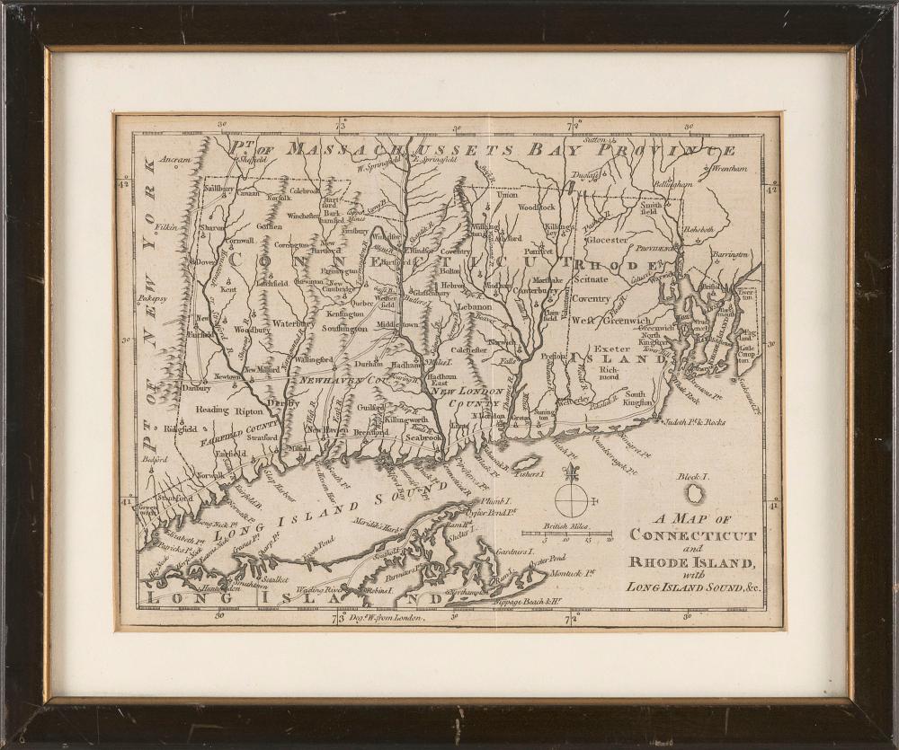 1776 MAP OF CONNECTICUT AND RHODE 3527b5