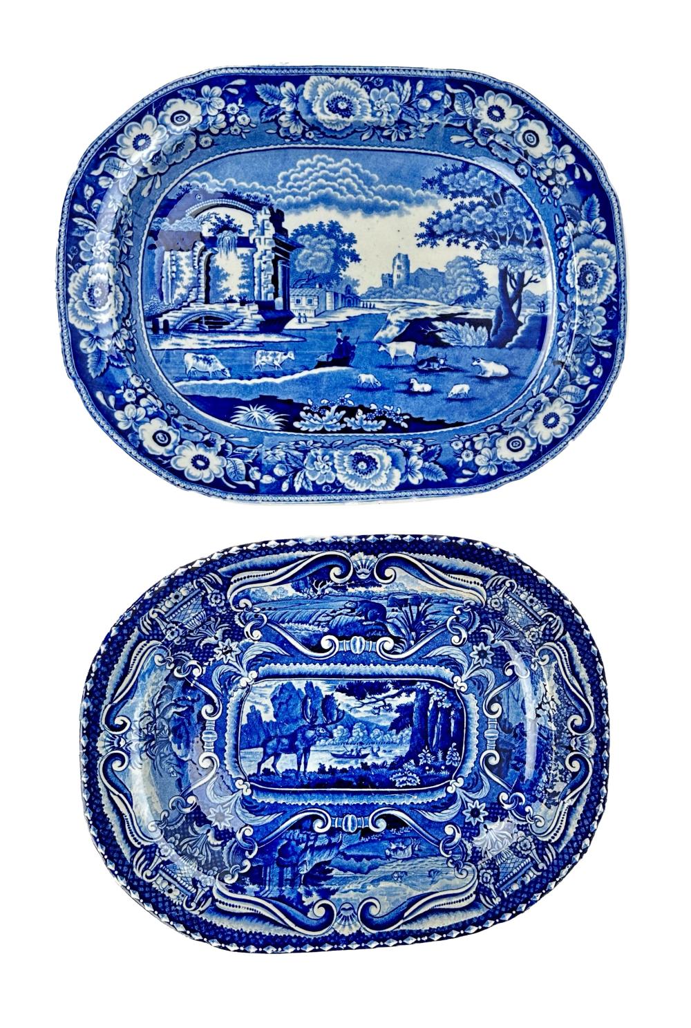 TWO BLUE STAFFORDSHIRE PLATTERS 352839