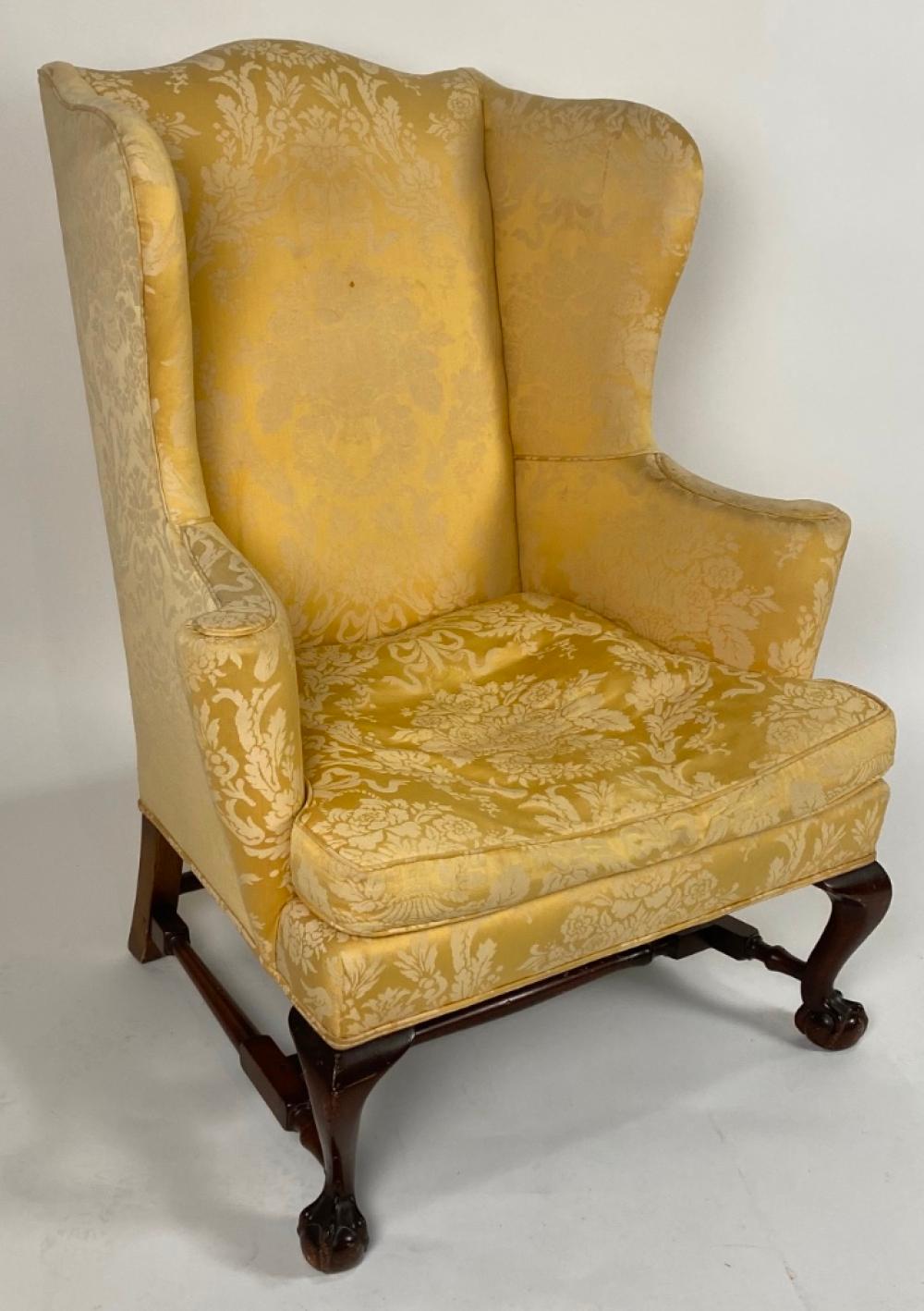 CHIPPENDALE STYLE WING CHAIR EARLY 3528bc