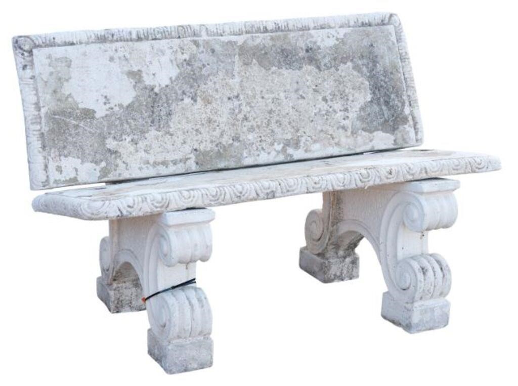 CAST STONE GARDEN BENCH ON DOUBLE 355070