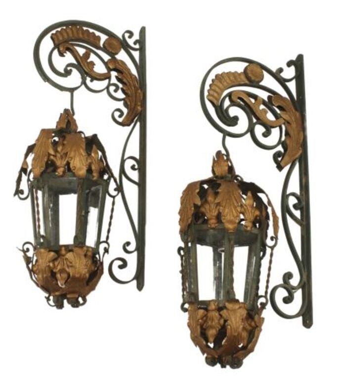  2 PARCEL GILT WROUGHT IRON WALL 3554a2