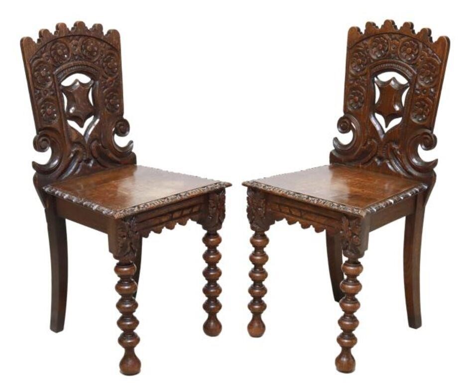  2 ENGLISH VICTORIAN CARVED OAK 355627