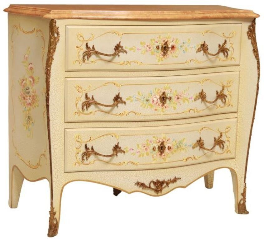FRENCH LOUIS XV STYLE PAINT DECORATED