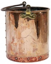 ENGLISH RIVETED COPPER BUCKET WITH IRON