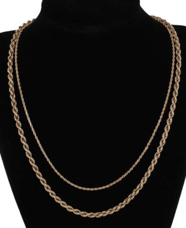  2 ESTATE 14KT YELLOW GOLD ROPE 3557db