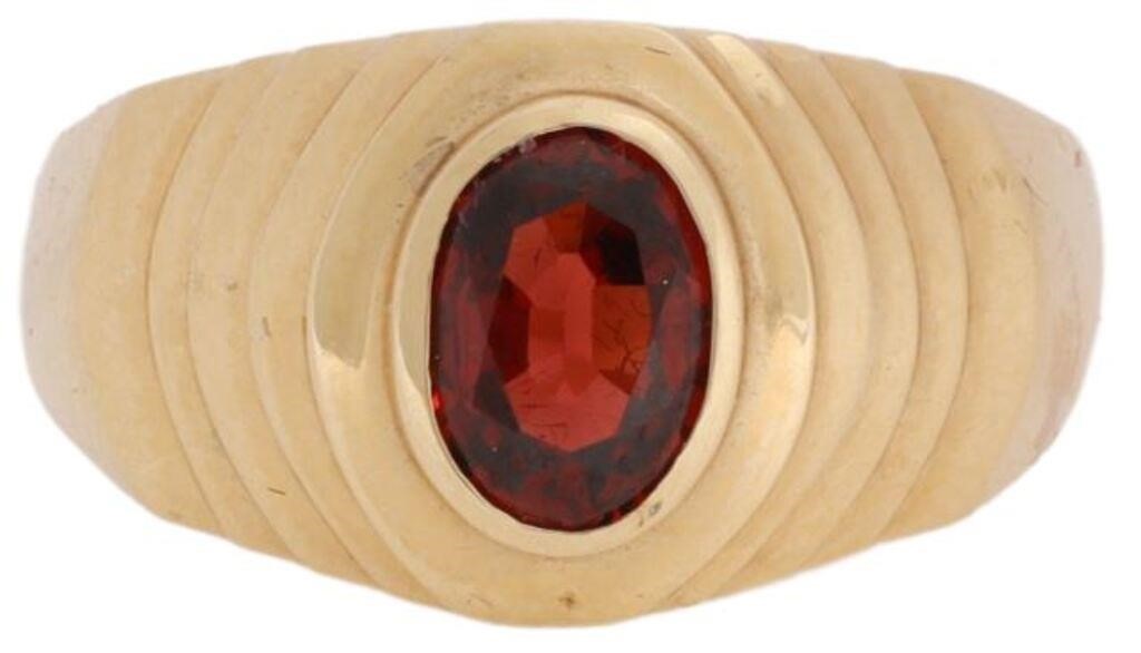 GENT S 14KT YELLOW GOLD RED GEMSTONE 3557e6
