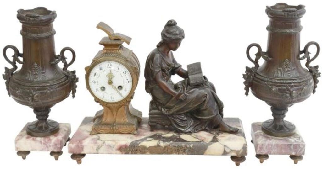  3 FRENCH FIGURAL MANTEL CLOCK 355989