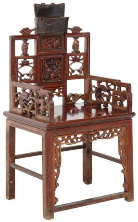 CHINESE HIGHLY CARVED WOOD CHAIR 355bcc
