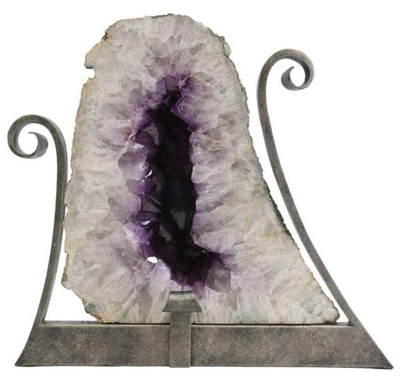 AMETHYST CATHEDRAL GEODE ON IRON 355ea0