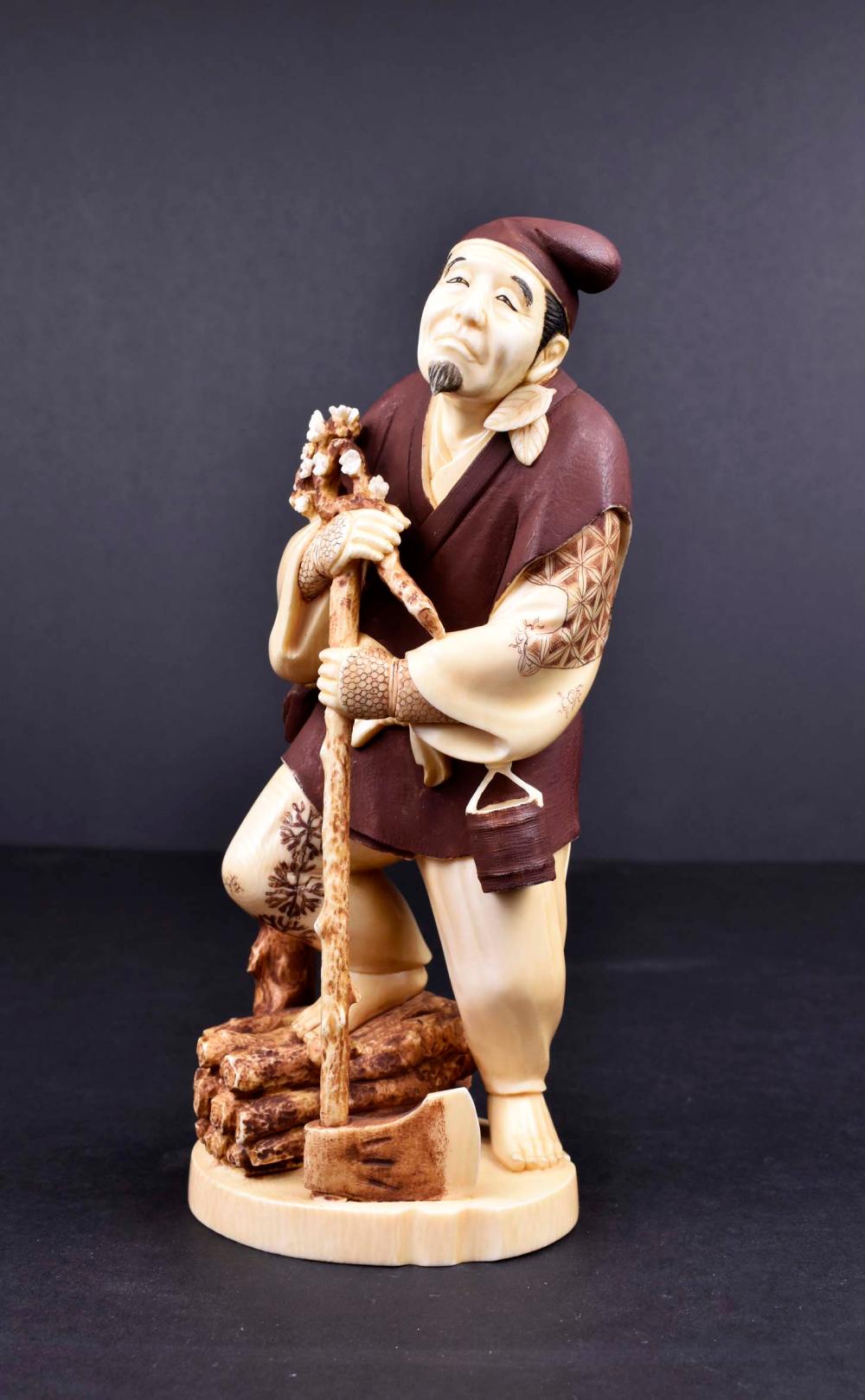 JAPANESE OKIMONO OF A WOOD CHOPPERMeiji 3544c0