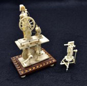 TWO CONTINENTAL MINIATURE PAINTED SPINNING