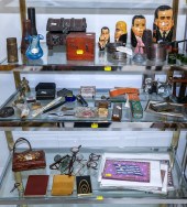 THREE SHELVES OF ASSORTED COLLECTIBLES