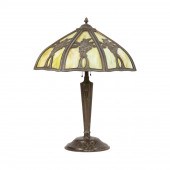 AMERICAN TABLE LAMP WITH SLAG GLASS