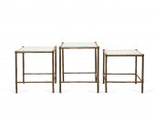 THREE BRASS FAUX BAMBOO NESTING TABLES