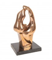 ISAAC KAHN, THE LOVERS, ABSTRACT BRONZE