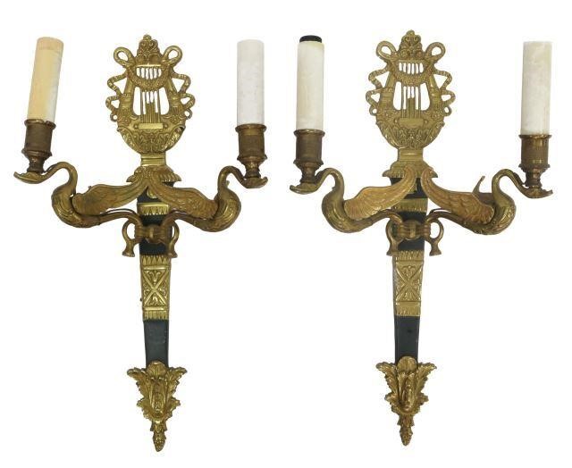  2 FRENCH EMPIRE STYLE TWO LIGHT 3577fd