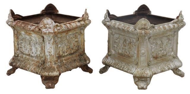  2 FRENCH CAST IRON PLANTER BOXES 3579c3