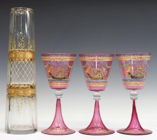  4 CONTINENTAL HAND PAINTED GLASSWARE lot 357bb6