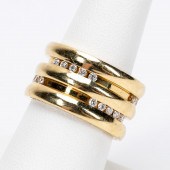 CHAUMET DIAMOND AND 18K GOLD WIDE BAND