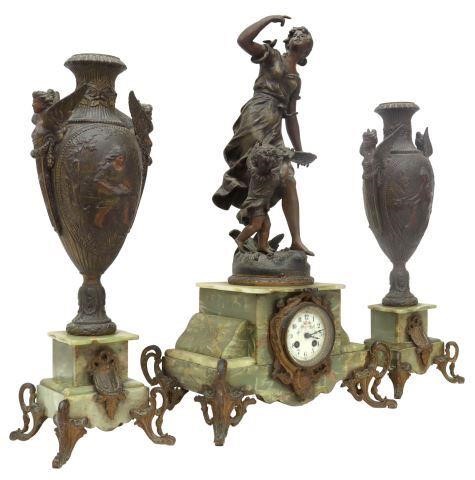  3 FRENCH FIGURAL MANTEL CLOCK 357d6a