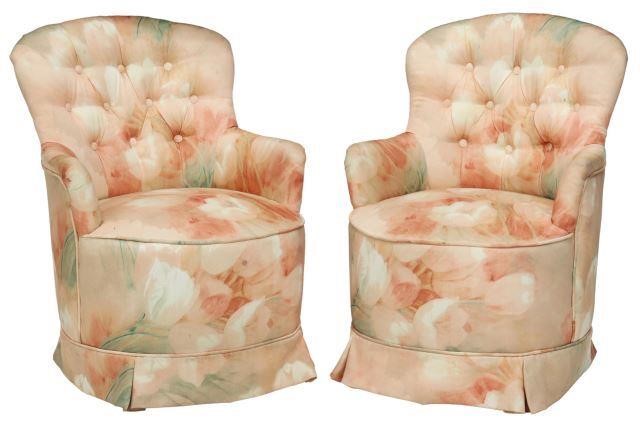  2 FRENCH FLORAL UPHOLSTERED ARMCHAIRS pair  357dd8
