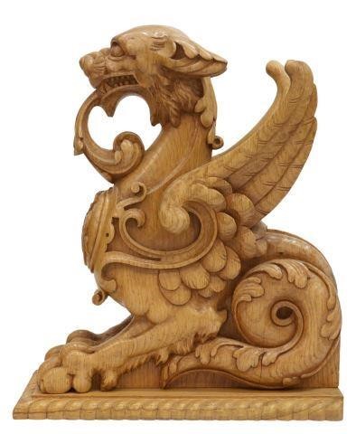 CARVED OAK WINGED GRIFFIN ARCHITECTURALCarved 35814e