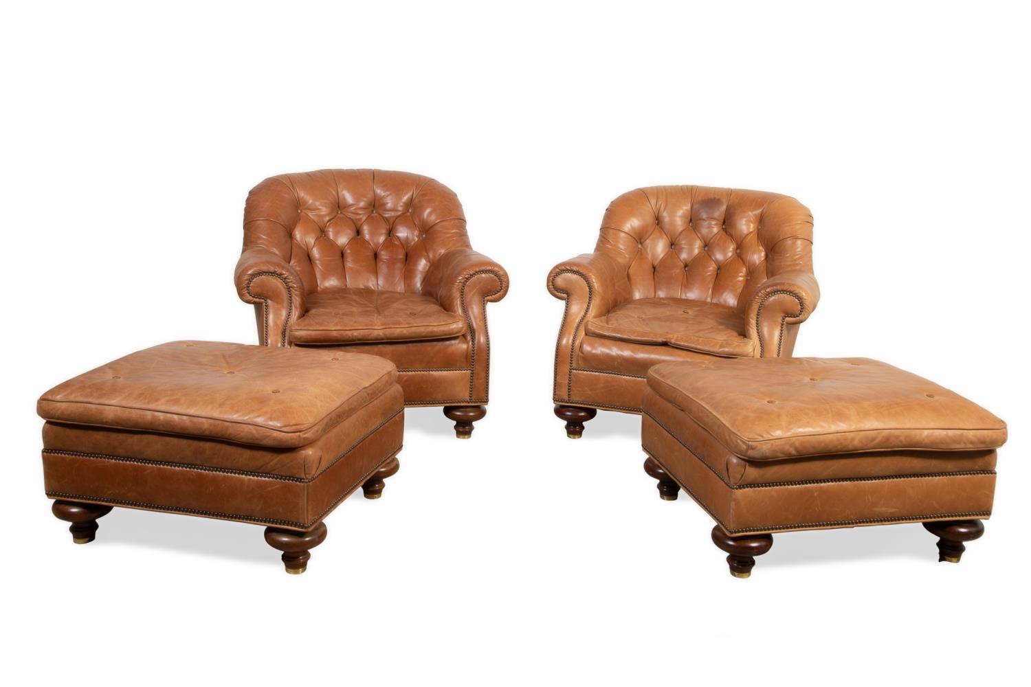 PAIR OF BAKER LEATHER CLUB CHAIRS 358171