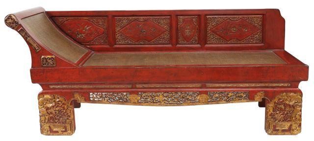 CHINESE PARCEL GILT RED LACQUERED 3581bc