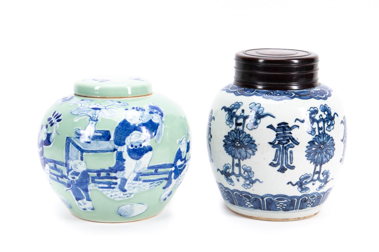GROUP OF TWO CHINESE GINGER JARS  35821e