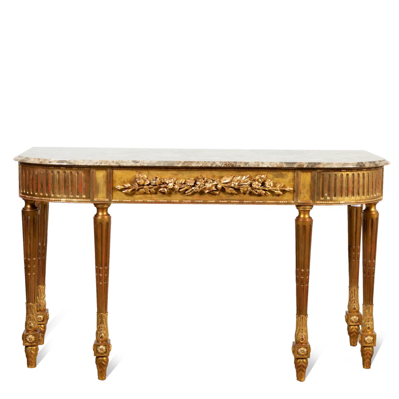 NEOCLASSICAL STYLE MARBLE TOP GILTWOOD 35833a