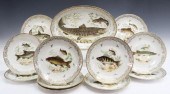 (12) FRENCH LIMOGES FISH PLATES & SERVING