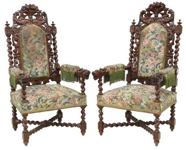  2 FRENCH HENRI II STYLE CARVED 358422