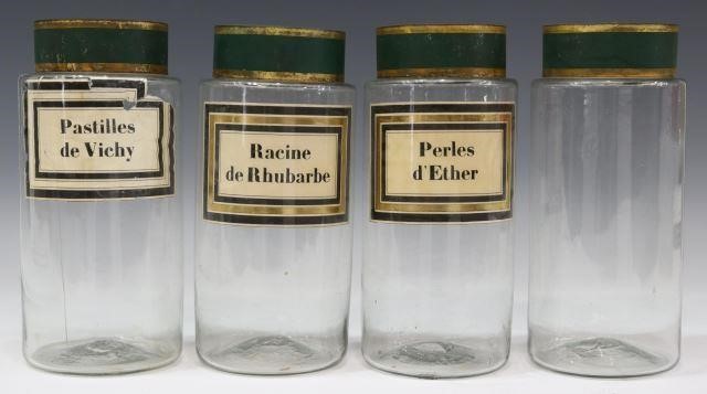  4 ANTIQUE GLASS PHARMACY APOTHECARY 35849f