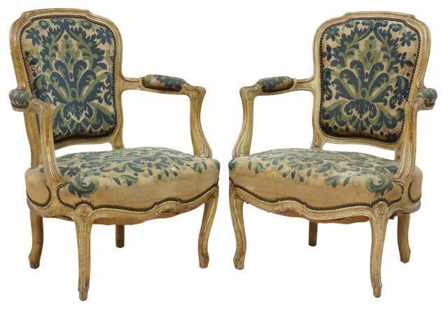  2 FRENCH LOUIS XV STYLE PAINTED 3584b5