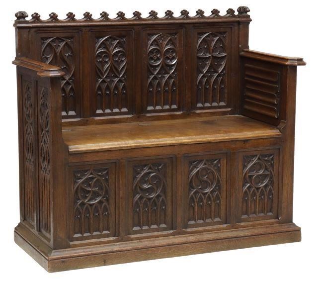 FRENCH GOTHIC REVIVAL CARVED OAK 358744