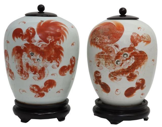  2 CHINESE PORCELAIN FOO LION 358814