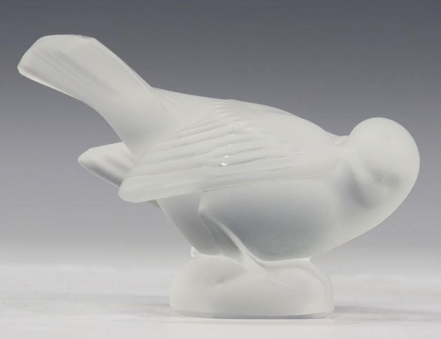 FRENCH LALIQUE SATIN CRYSTAL SPARROW 358c15
