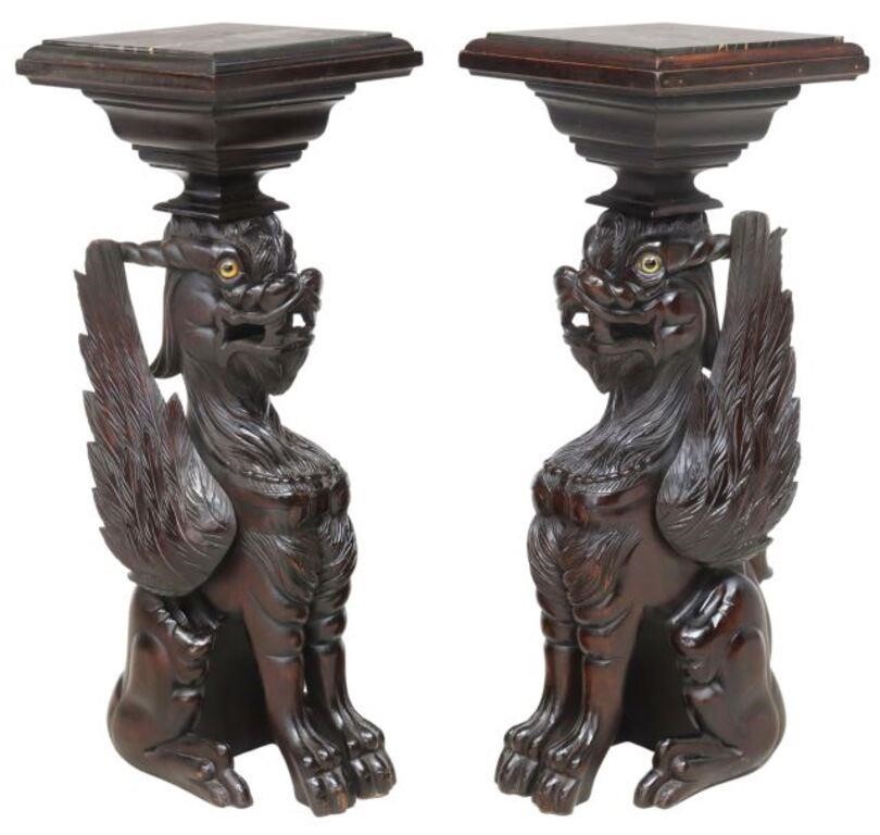  2 WINGED GRIFFIN MARBLE TOP DISPLAY 35687b