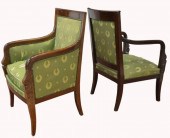 (2) FRENCH EMPIRE STYLE UPHOLSTERED