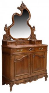 FRENCH LOUIS XV STYLE MARBLE-TOP WALNUT
