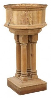 PINE HOLY WATER BAPTISMAL FONT, MEXICOPine
